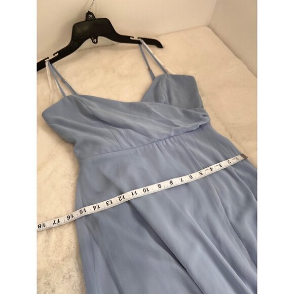 New LOVELY Women's Size 4-R ADJUSTABLE STRAP WRAP BODICE MAXI DRESS IN SKY BLUE - Picture 6 of 11